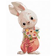 Hare with flowers, 80×100 cm, without frame and without canvas shut off - Painting by Numbers