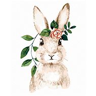 Hare with a Rose, 40×50 cm, without frame and without canvas shut off - Painting by Numbers