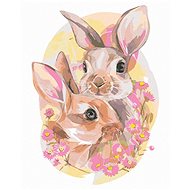 Rabbit couple in love, 80×100 cm, without frame and without canvas shut off - Painting by Numbers