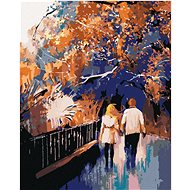 Couple in love in a park, 40×50 cm, stretched canvas on frame - Painting by Numbers