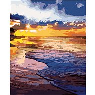 Sunset on the shore of the beach, 40×50 cm, stretched canvas on frame - Painting by Numbers