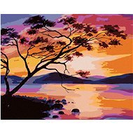 Západ slunce na jezeře, 40×50 cm, bez rámu a bez vypnutí plátna - Painting by Numbers