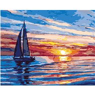 Sunset at Sea, 40×50 cm, stretched canvas on frame - Painting by Numbers