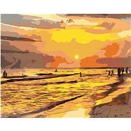 Západ slunce na pláži, 80×100 cm, bez rámu a bez vypnutí plátna - Painting by Numbers