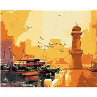 Sunset over the Lighthouse II, 40×50 cm, stretched canvas on frame - Painting by Numbers