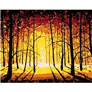 Sunset in an Autumn Forest, 80×100 cm, stretched canvas on frame - Painting by Numbers