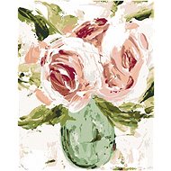Still life rose in a vase (Haley Bush), 40×50 cm, stretched canvas on frame - Painting by Numbers