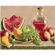 Still life with peaches, grapes and watermelon, 80×100 cm, without frame and without canvas switchin - Painting by Numbers