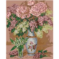 Still life with peonies, 40×50 cm, stretched canvas on frame - Painting by Numbers