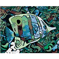 Green abstract fish, 40×50 cm, without frame and without canvas shut off - Painting by Numbers
