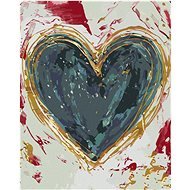 Zelené srdce na barevném pozadí (Haley Bush), 80×100 cm, vypnuté plátno na rám - Painting by Numbers