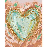 Green heart on pink background (Haley Bush), 40×50 cm, stretched canvas on frame - Painting by Numbers