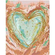 Zelené srdce na růžovém pozadí (Haley Bush), 80×100 cm, bez rámu a bez vypnutí plátna - Painting by Numbers
