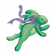Green plush rabbit (Sue Ellen Brown), 80×100 cm, stretched canvas on frame - Painting by Numbers