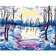 Winter forest overlooking a river, 40×50 cm, stretched canvas on frame - Painting by Numbers