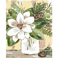 Winter magnolia in a glass (Haley Bush), 80×100 cm, off canvas on frame - Painting by Numbers