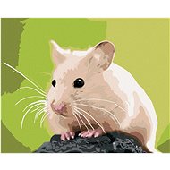 Golden hamster on stone, 80×100 cm, stretched canvas on frame - Painting by Numbers