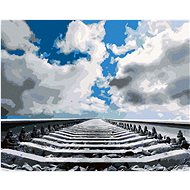 Railroad, 40×50 cm, stretched canvas on frame - Painting by Numbers