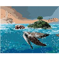 Turtle as an Island in the Sea, 80×100 cm, without frame and without canvas shut off - Painting by Numbers