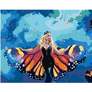 Woman and huge butterfly wings, 40×50 cm, stretched canvas on frame - Painting by Numbers