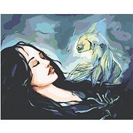 Woman and fish, 40×50 cm, stretched canvas on frame - Painting by Numbers