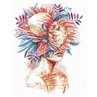 Woman with protea in her hair, 80×100 cm, without frame and without canvas shut off - Painting by Numbers