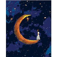Žena stojaca na mesiaci, 80 × 100 cm, plátno napnuté na rám - Maľovanie podľa čísel