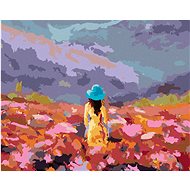 Woman in a field of flowers, 40×50 cm, without frame and without canvas shut off - Painting by Numbers