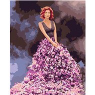 Woman in a Lilac Dress, 80×100 cm, without frame and without canvas shut off - Painting by Numbers