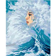 Female face coming out of the waves, 80×100 cm, without frame and without canvas switching off - Painting by Numbers