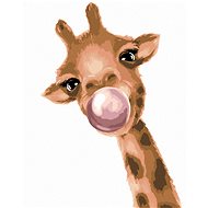 Giraffe with chewing gum, 40×50 cm, without frame and without shutting off the canvas - Painting by Numbers