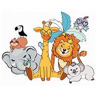 Giraffe, elephant, lion, koala, toucan and other animals, 80×100 cm, without frame and without turni - Painting by Numbers