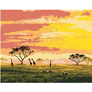 Giraffes and zebras, 80×100 cm, stretched canvas on frame - Painting by Numbers