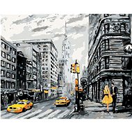 Yellow Taxis in New York, 80×100 cm, stretched canvas on frame - Painting by Numbers