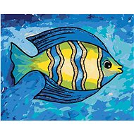 Yellow and blue fish, 40×50 cm, stretched canvas on frame - Painting by Numbers