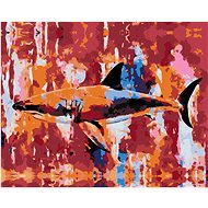 Shark on abstract background, 80×100 cm, without frame and without canvas shut off - Painting by Numbers