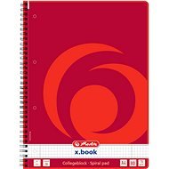 HERLITZ A4, kockás, spirál, College, piros - 80 lap - Jegyzetfüzet