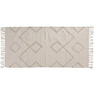 Home Styling Collection Cotton fringed carpet, 70 × 140 cm, white - Carpet