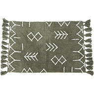 Home Styling Collection Green fringed rug, 100% cotton, ethnic pattern - Carpet