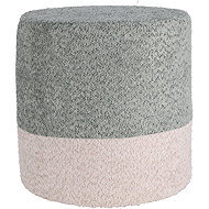 Home Styling Collection, Round upholstered pouf in two colours boucle, 34 × 35 cm, blue - Ottoman