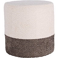 Home Styling Collection, Round upholstered pouf in two colours boucle, 34 × 35 cm, light beige - Ottoman