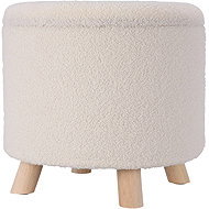 Home Styling Collection Storage round upholstered pouf TEDDY, 40 × 37 cm, white - Ottoman