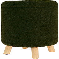 Home Styling Collection Storage round upholstered pouf TEDDY, 40 × 37 cm, olive - Ottoman