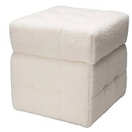 Home Styling Collection Taburette with storage SQUARE, lambskin upholstery, 38 × 38 × 37 cm, white - Ottoman