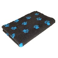 HS VetBedding Premium tmavě šedá - modré tlapky - Cat & Dog Bed Blanket