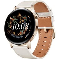 HUAWEI WATCH GT3 42MM GOLD STEEL WHITE LEATHER STRAP - Smart Watch
