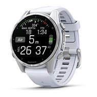 Garmin Fenix 8 43mm AMOLED, ezüst, fehér szilikon szíjjal - Smart Watch