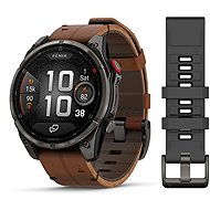 Garmin Fenix 8 Pro 47mm AMOLED Sapphire Carbon grey DLC titanium/Chestnut leather - Smart Watch
