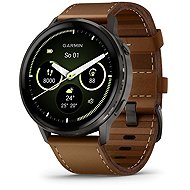 Garmin Venu 4 45mm Slate/Leather Band - Smart Watch