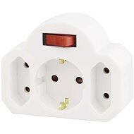 EMOS Splitter SCHUKO socket 2 × flat + 1 × round with switch, white - Splitter 